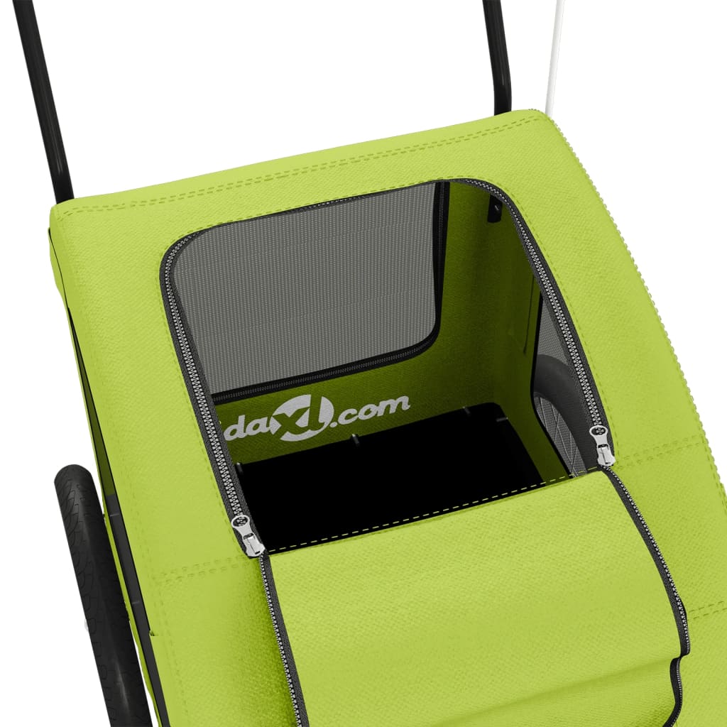 vidaXL Τρέιλερ Ποδηλάτου Κατοικίδιων Πράσινο Ύφασμα Oxford/Σίδηρο