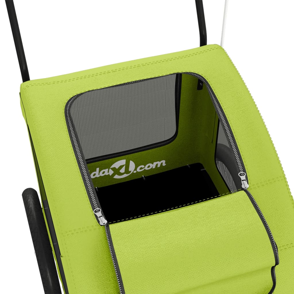 vidaXL Τρέιλερ Ποδηλάτου Κατοικίδιων Πράσινο Ύφασμα Oxford/Σίδηρο