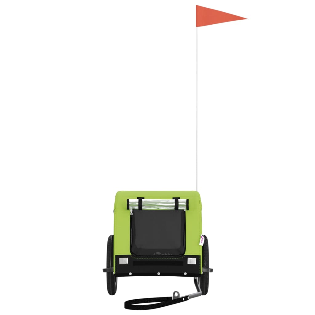 vidaXL Τρέιλερ Ποδηλάτου Κατοικίδιων Πράσινο/Μαύρο Oxford/Σίδηρος