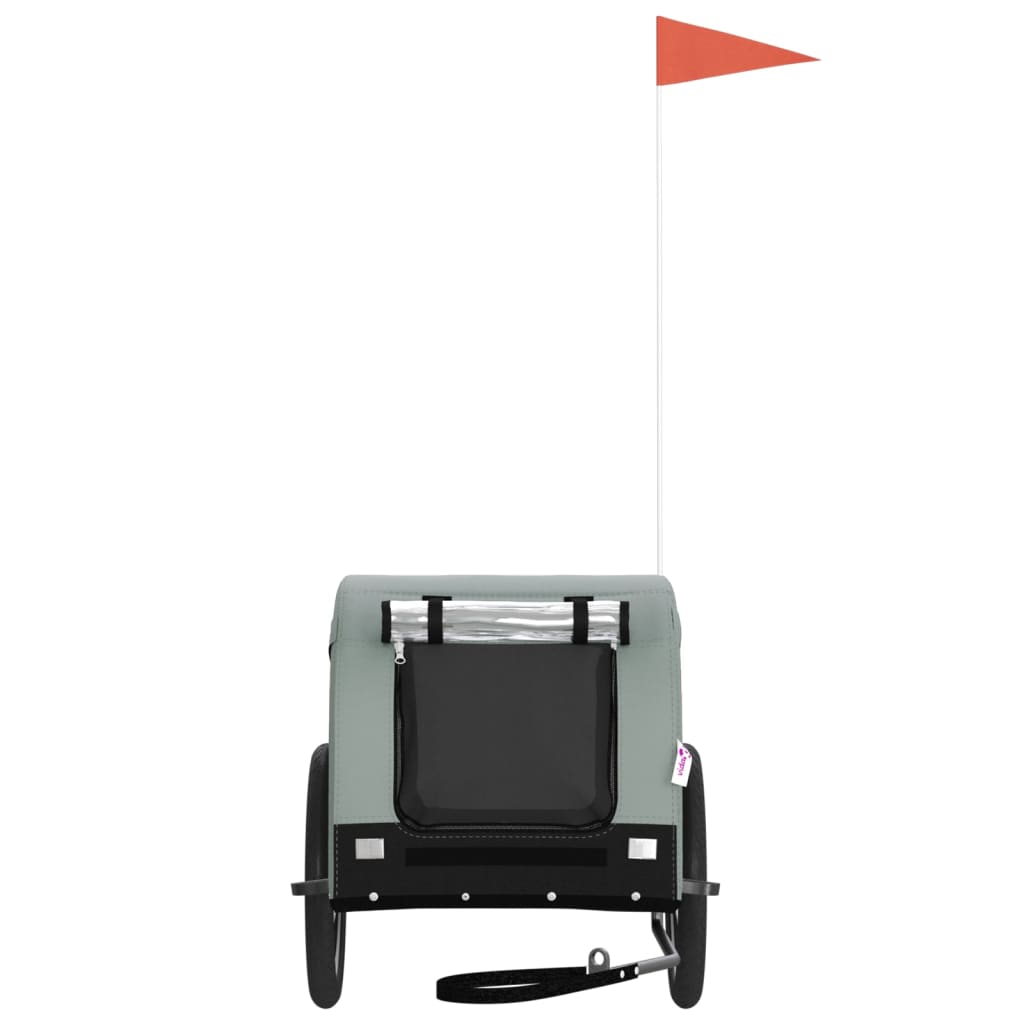 vidaXL Τρέιλερ Ποδηλάτου Κατοικίδιων Γκρι/Μαύρο Ύφασμα Oxford/Σίδηρος