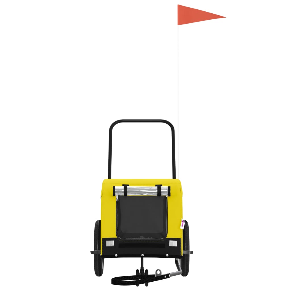 vidaXL Τρέιλερ Ποδηλάτου Κατοικίδιων Κίτρινο/ΜαύροOxford/Σίδηρο