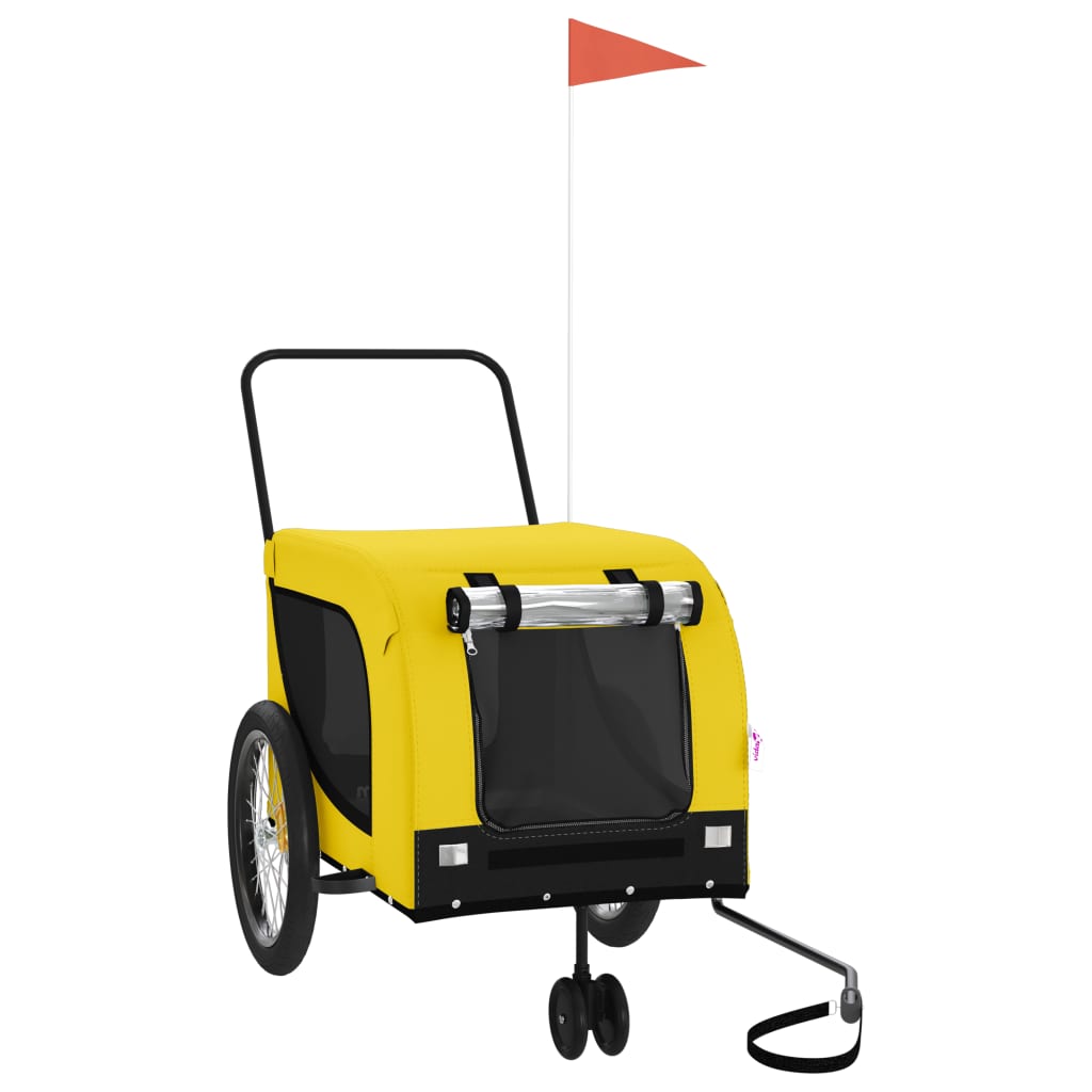vidaXL Τρέιλερ Ποδηλάτου Κατοικίδιων Κίτρινο/ΜαύροOxford/Σίδηρο