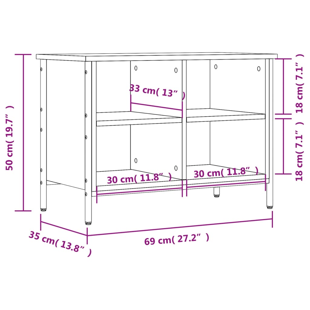 vidaXL Παπουτσοθήκη Γκρι Sonoma 69 x 35 x 50 εκ. από Επεξεργ. Ξύλο