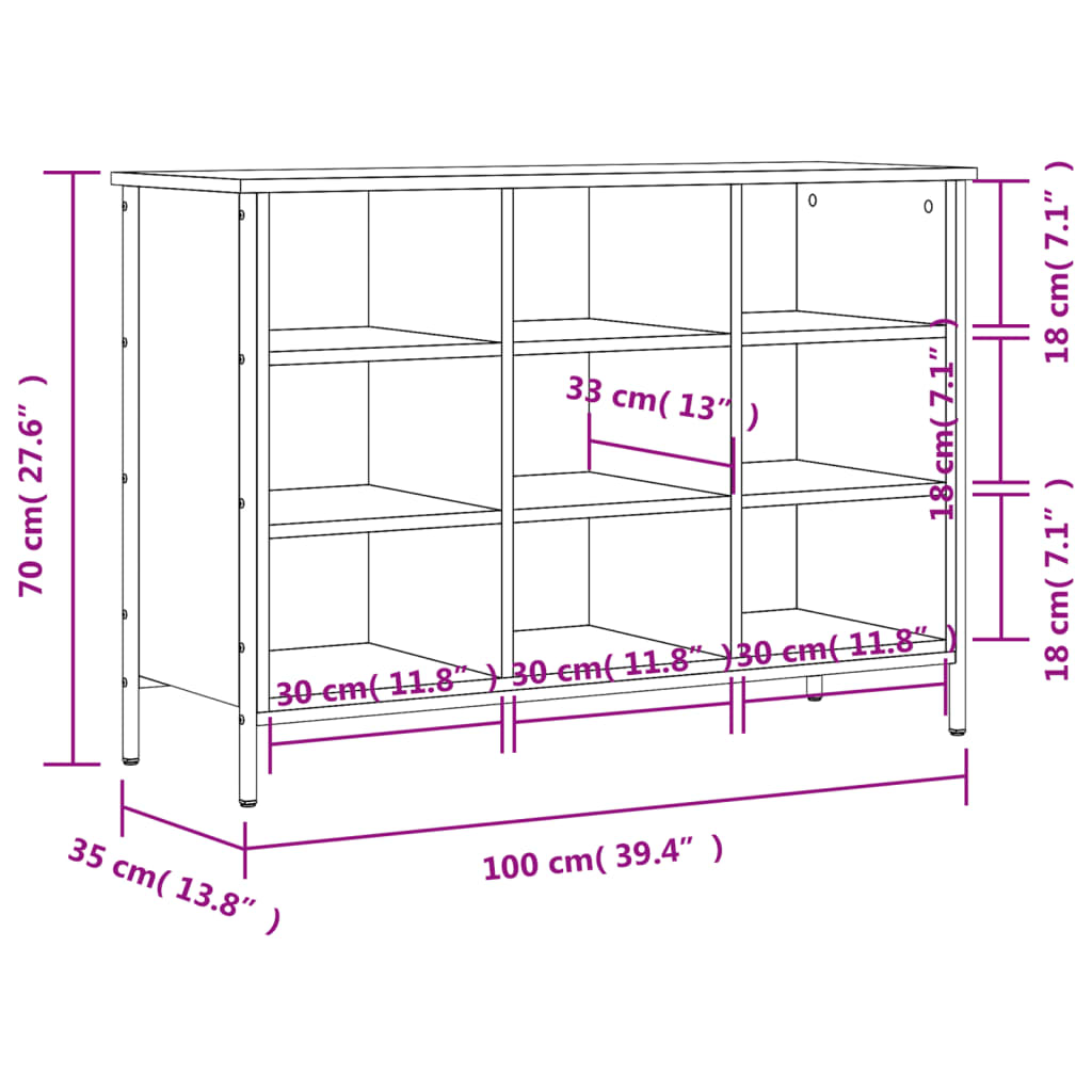 vidaXL Παπουτσοθήκη Καπνιστή Δρυς 100 x 35 x 70 εκ. από Επεξεργ. Ξύλο