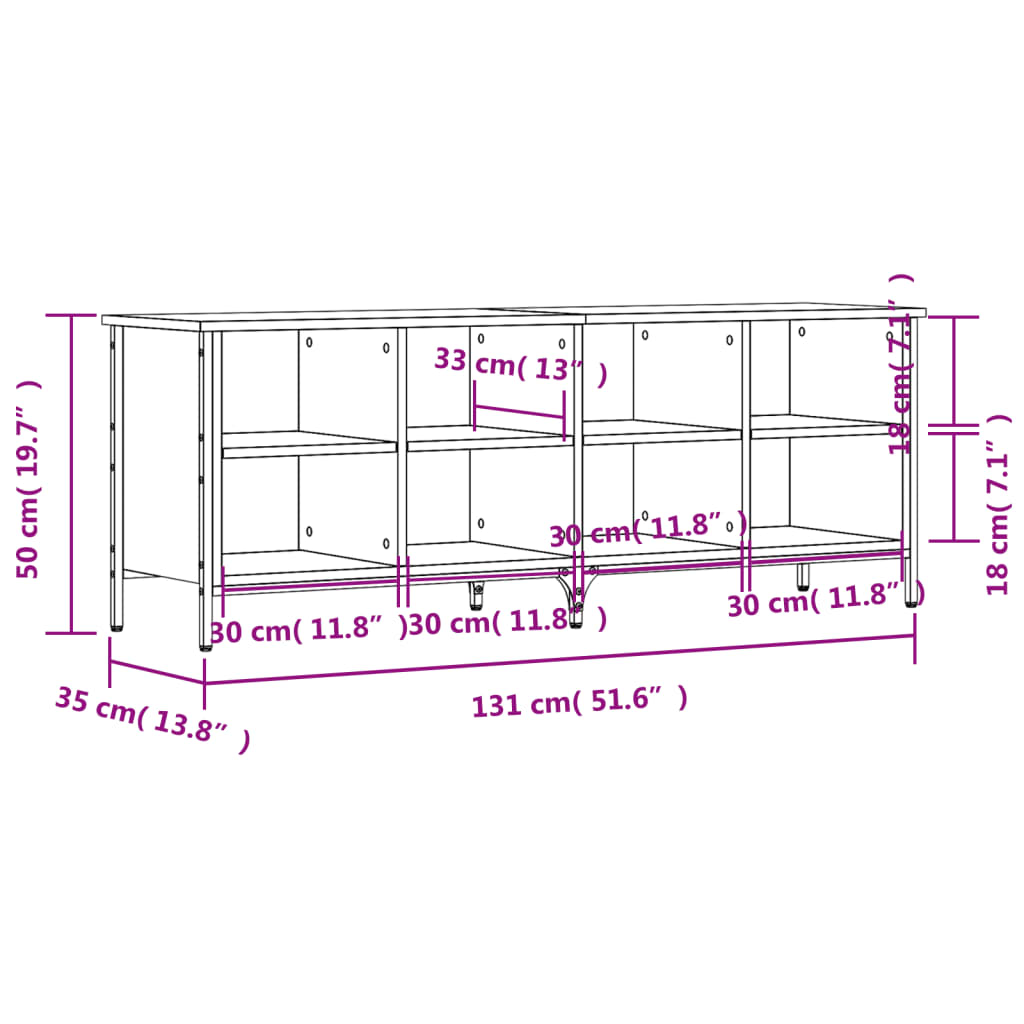 vidaXL Παπουτσοθήκη Γκρι Sonoma 131 x 35 x 50 εκ. από Επεξεργ. Ξύλο