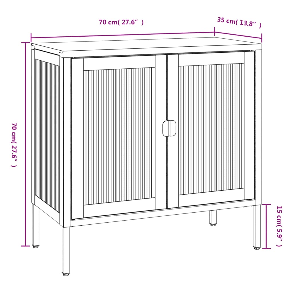 vidaXL Ντουλάπι Μαύρο 70 x 35 x 70 εκ. από Γυαλί και Ατσάλι