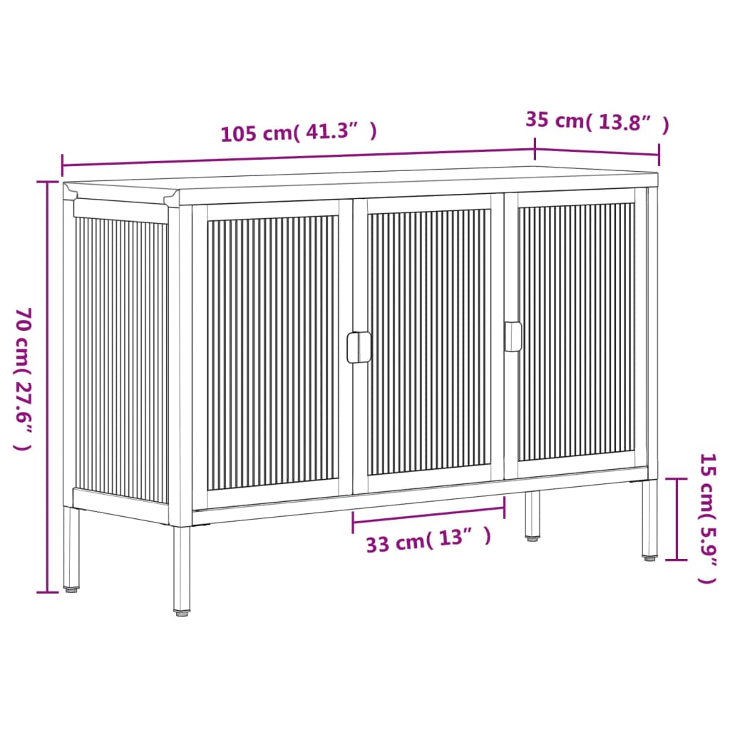 vidaXL Ντουλάπι Μαύρο 105 x 35 x 70 εκ. από Γυαλί και Ατσάλι