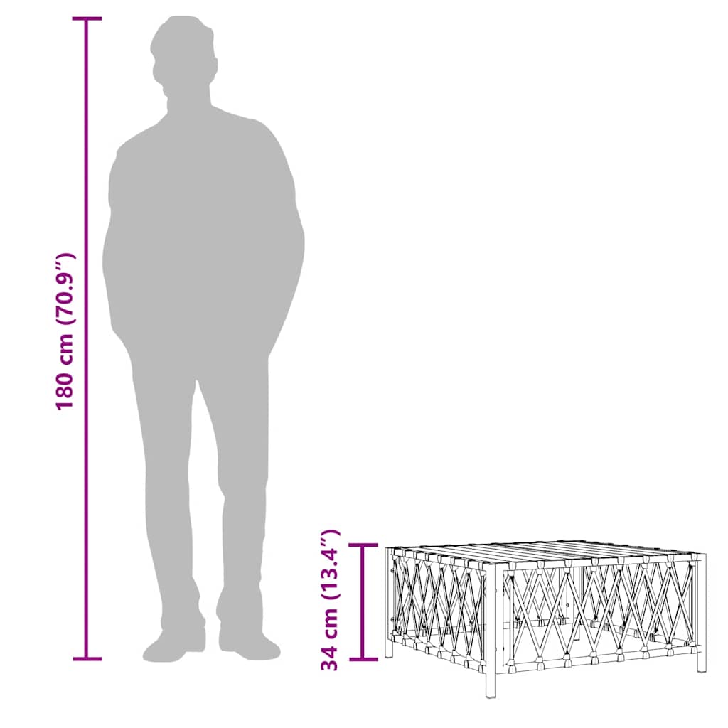 vidaXL Τραπέζι Κήπου Ανθρακί 70 x 70 x 34 εκ. από Πλεγμένο Ύφασμα
