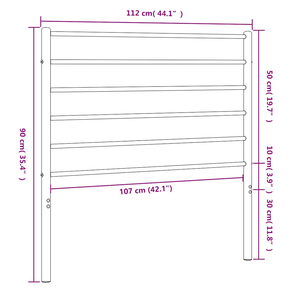 vidaXL Κεφαλάρι Μαύρο 107 εκ. Μεταλλικό