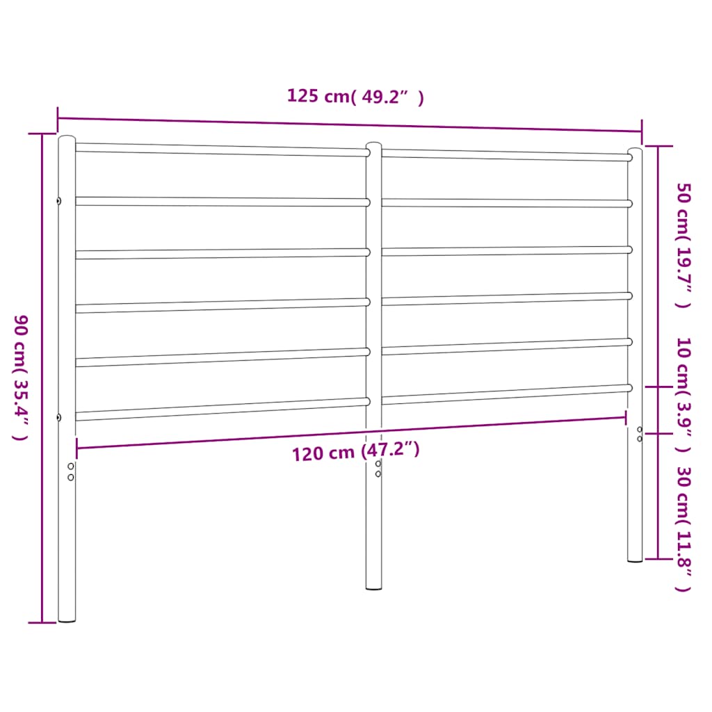 vidaXL Ανταλλακτικό κεφαλάρι Μαύρο 120 εκ. Μεταλλικό