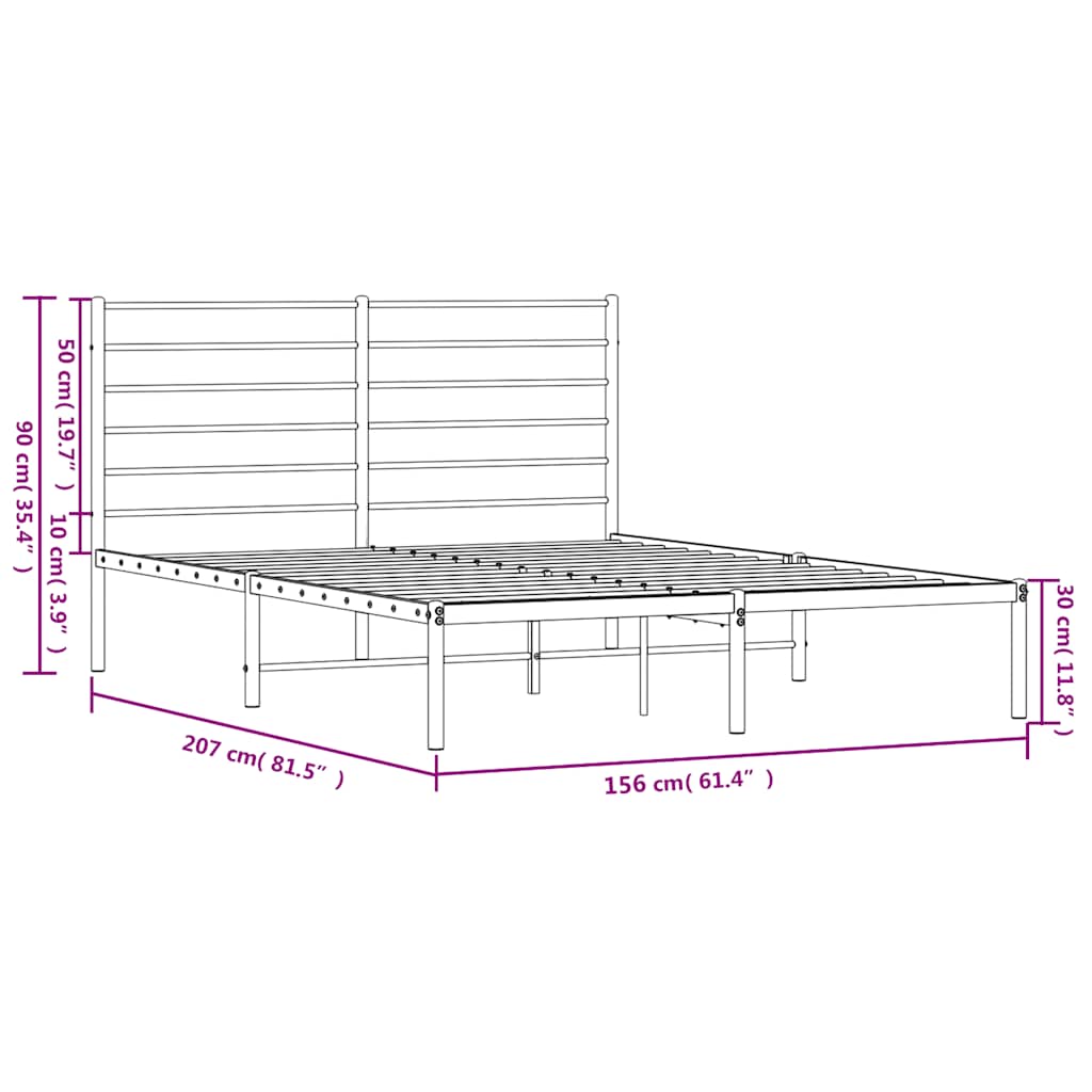 vidaXL Πλαίσιο Κρεβατιού με Κεφαλάρι Λευκό 150 x 200 εκ. Μεταλλικό