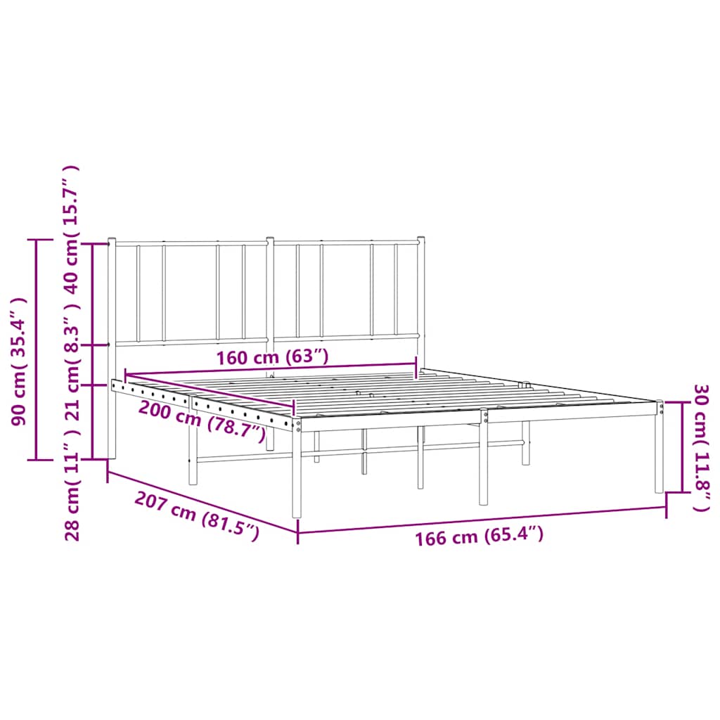 vidaXL Πλαίσιο Κρεβατιού με Κεφαλάρι Λευκό 160x200 εκ. Μεταλλικό