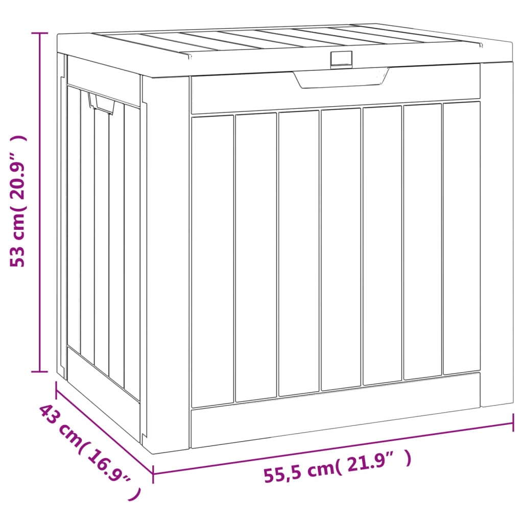 vidaXL Μπαούλο Αποθήκευσης Κήπου Γκρι 55,5x43x53 εκ. Πολυπροπυλένιο