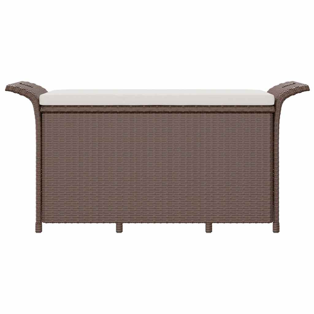vidaXL Παγκάκι Κήπου με Μαξιλάρι Καφέ 116x46x57 εκ. από Συνθ. Ρατάν
