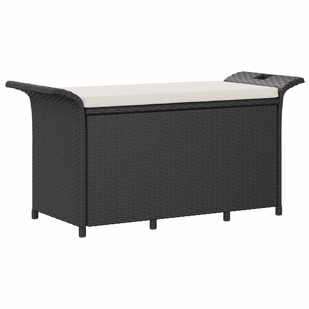 vidaXL Παγκάκι Κήπου με Μαξιλάρι Μαύρο 116x46x57 εκ. από Συνθ. Ρατάν