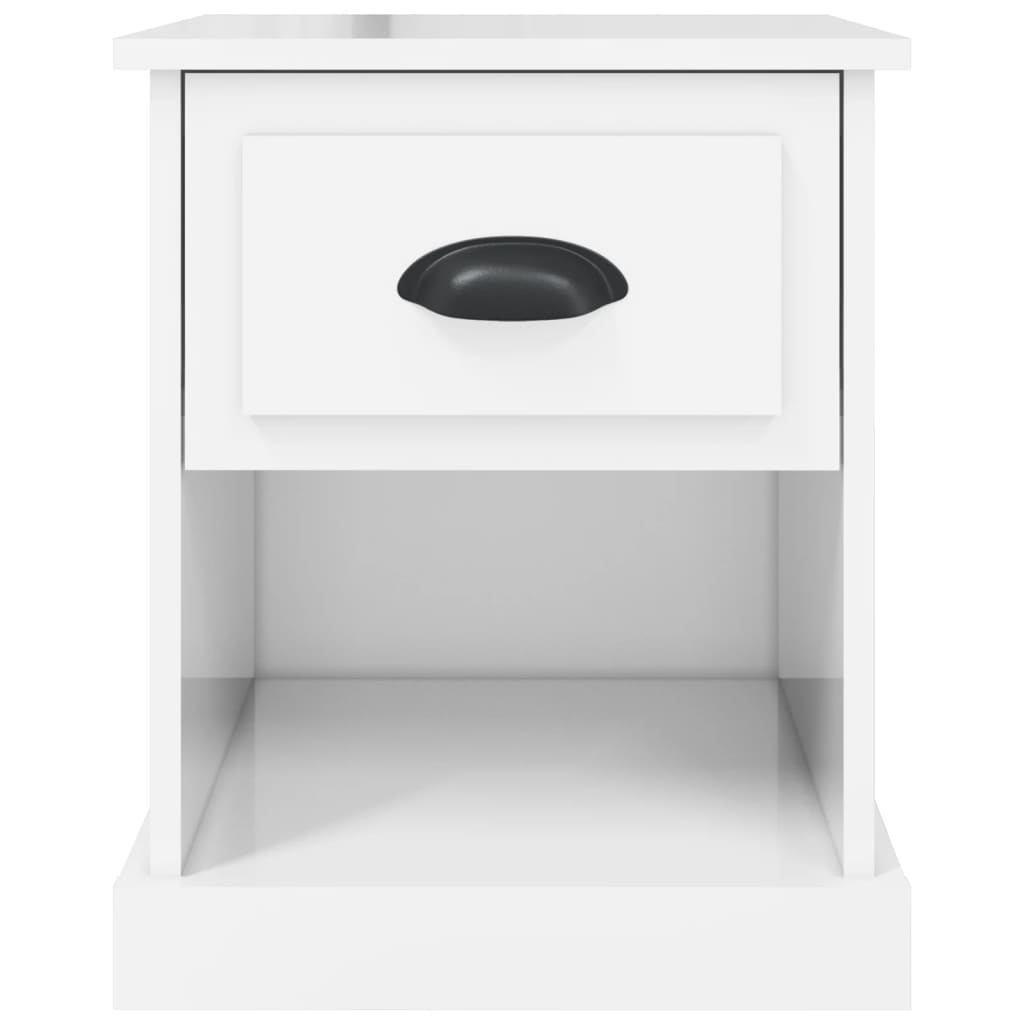 vidaXL Κομοδίνο Γυαλ. Λευκό 39x39x47,5 εκ. από Επεξεργασμένο Ξύλο