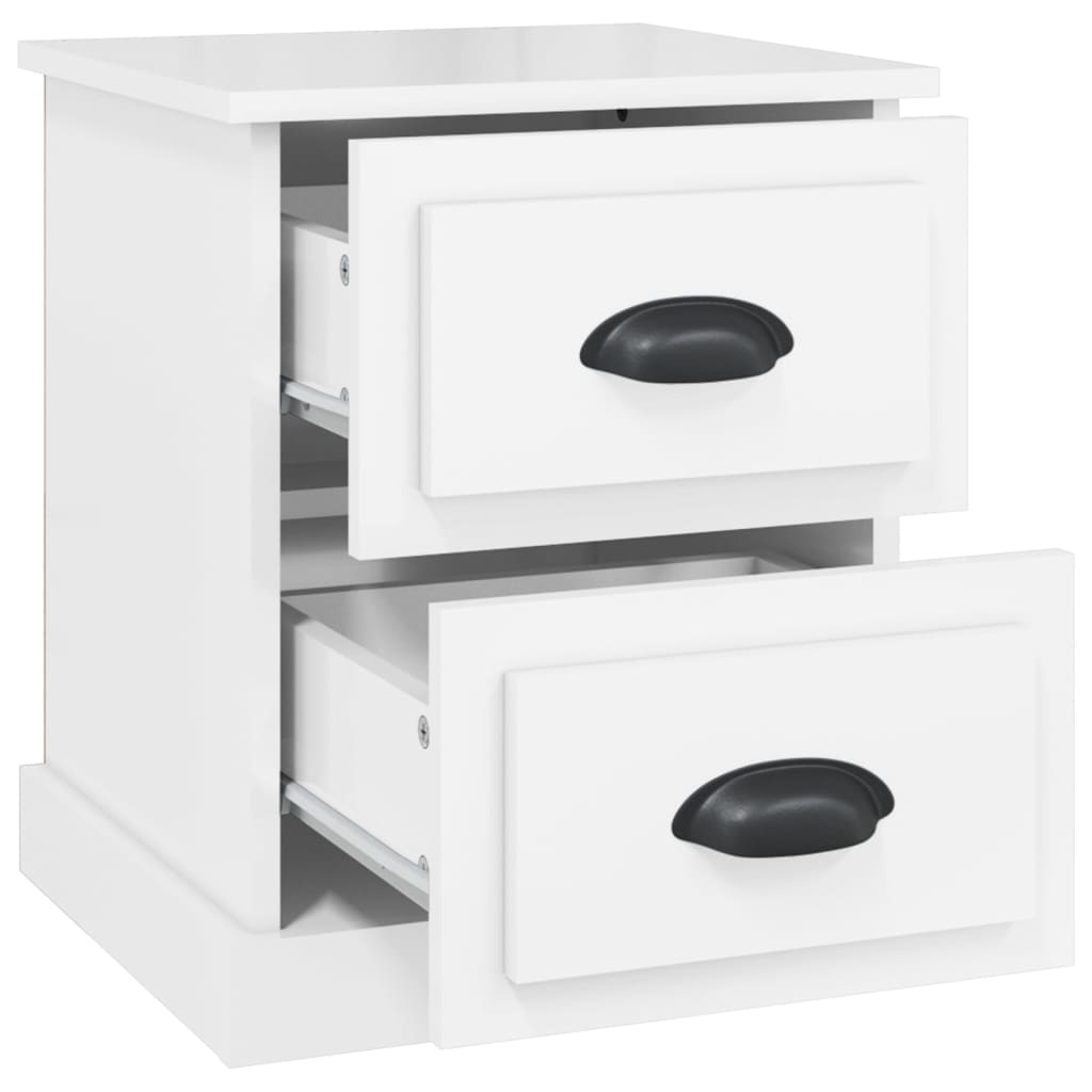 vidaXL Κομοδίνα 2 τεμ. Γυαλ. Λευκό 39x39x47,5 εκ. Επεξεργασμένο Ξύλο