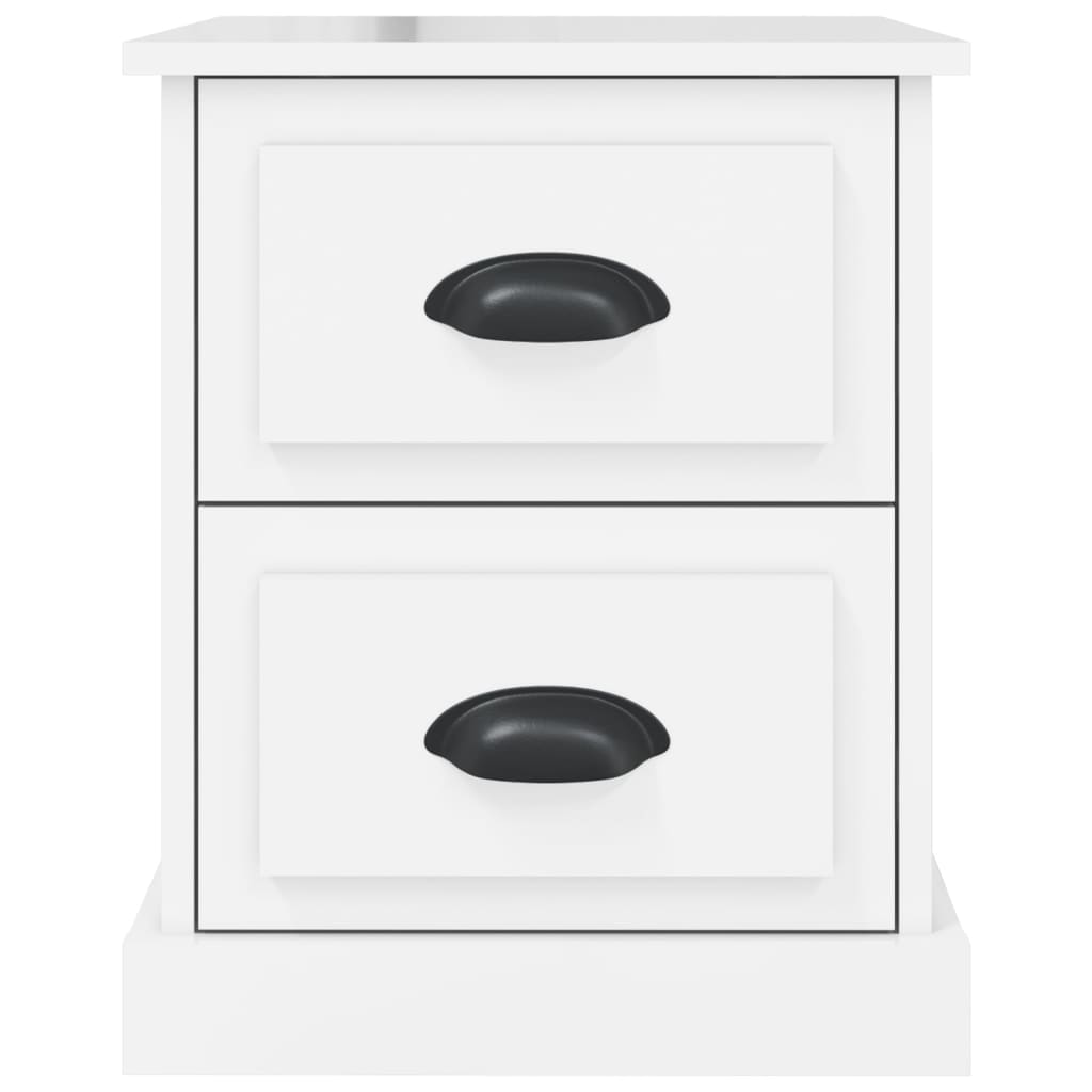 vidaXL Κομοδίνα 2 τεμ. Γυαλ. Λευκό 39x39x47,5 εκ. Επεξεργασμένο Ξύλο