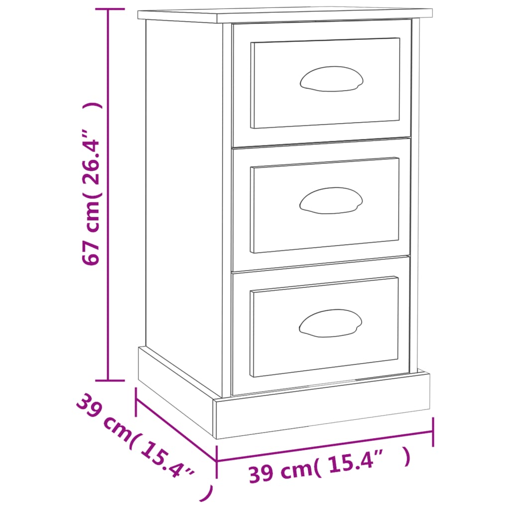 vidaXL Κομοδίνο Λευκό 39 x 39 x 67 εκ. από Επεξεργασμένο Ξύλο