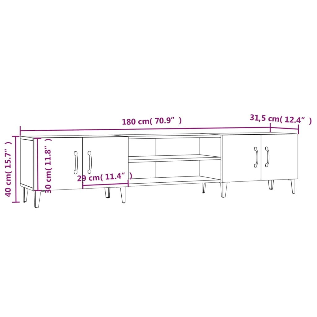 vidaXL Έπιπλο Τηλεόρασης Καπνιστή Δρυς 180 x 31,5 x 40 εκ. Επεξ. Ξύλο