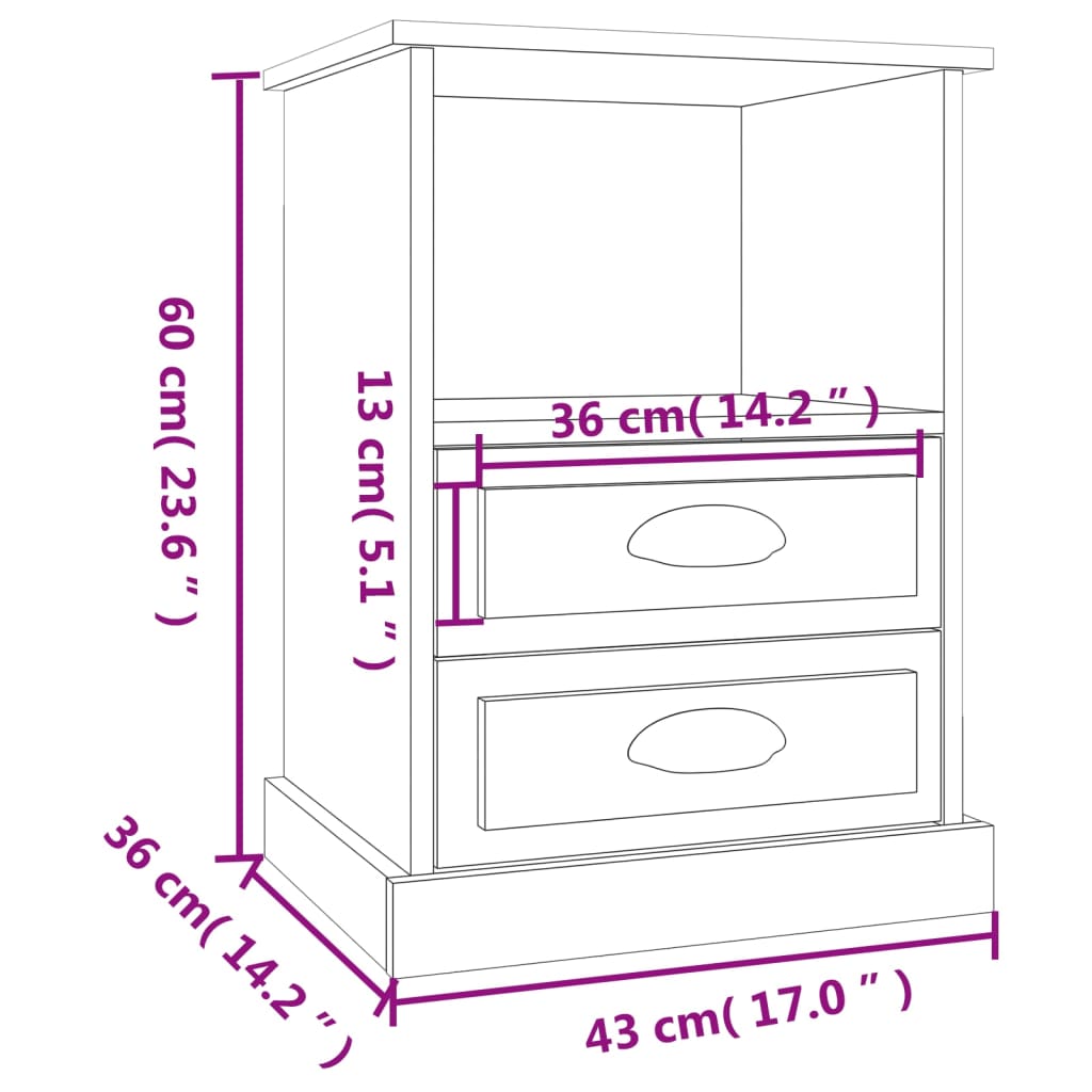 vidaXL Κομοδίνο Sonoma Δρυς 43x36x60 εκ.