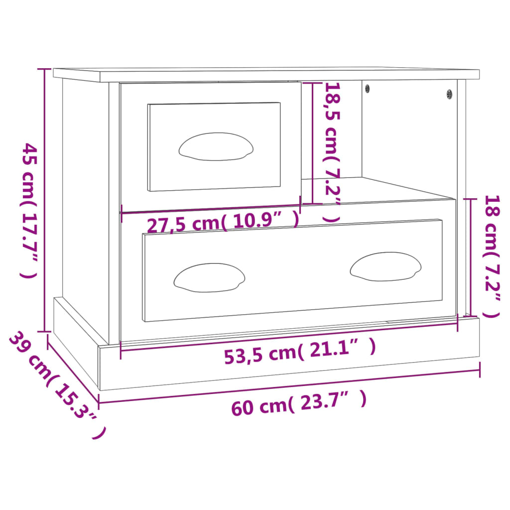 vidaXL Κομοδίνο Γκρι Sonoma 60x39x45 εκ.