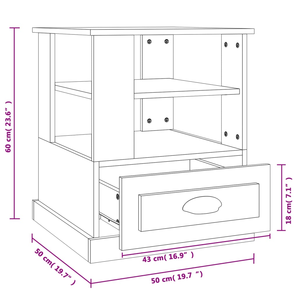 vidaXL Βοηθητικό Τραπέζι Λευκό 50 x 50 x 60 εκ. από Επεξεργασμένο Ξύλο