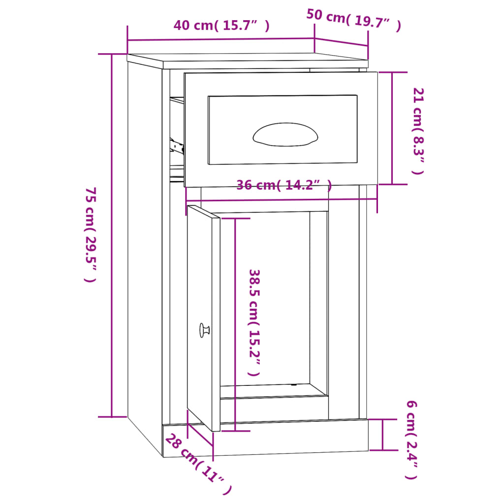 vidaXL Ντουλάπι με Συρτάρι Sonoma Δρυς 40x50x75 εκ. Επεξεργασμένο Ξύλο