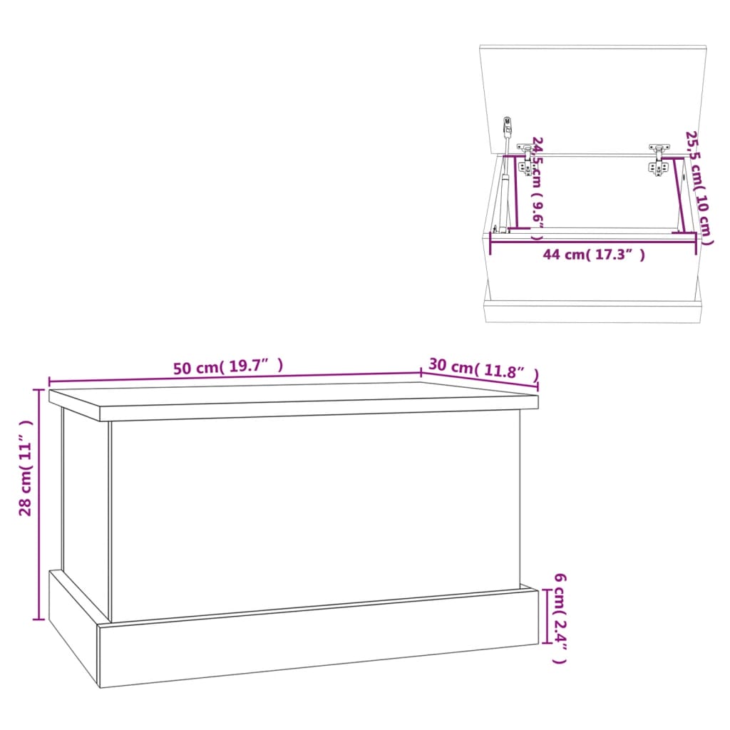 vidaXL Κουτί Αποθήκευσης Καπνιστή Δρυς 50x30x28 εκ. Επεξεργασμένο Ξύλο