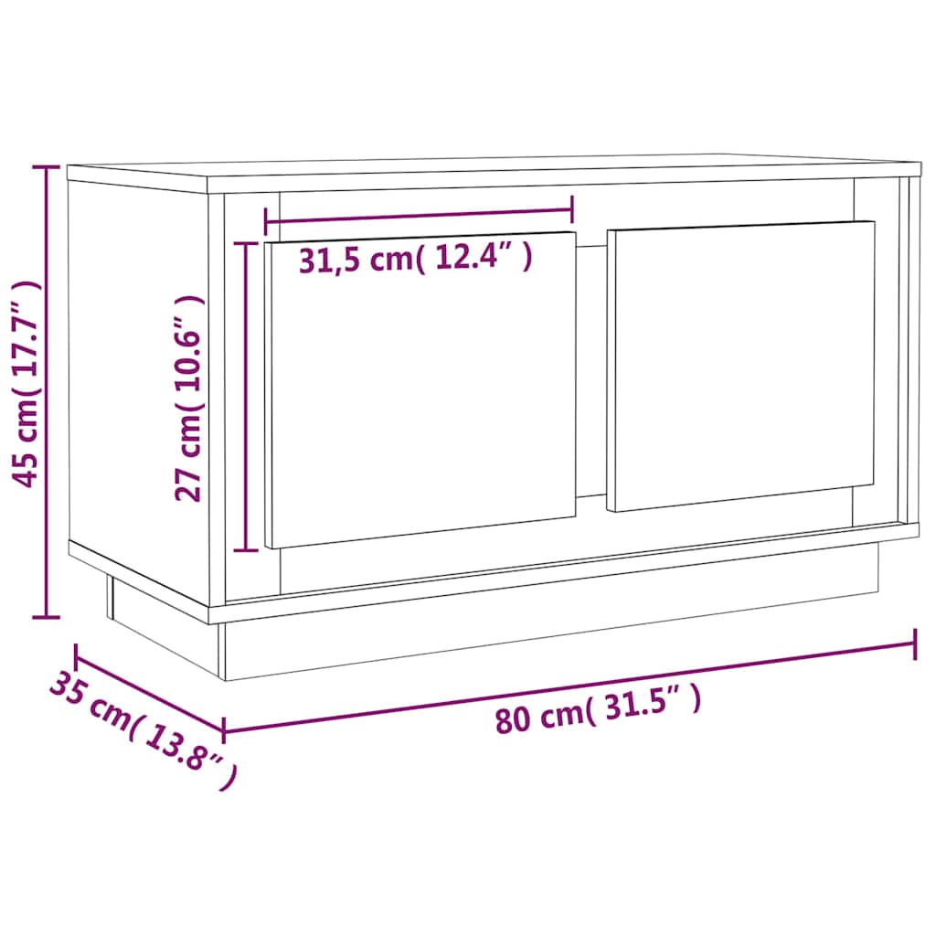 vidaXL Έπιπλο Τηλεόρασης Καφέ Δρυς 80x35x45 εκ. Επεξεργασμένο Ξύλο