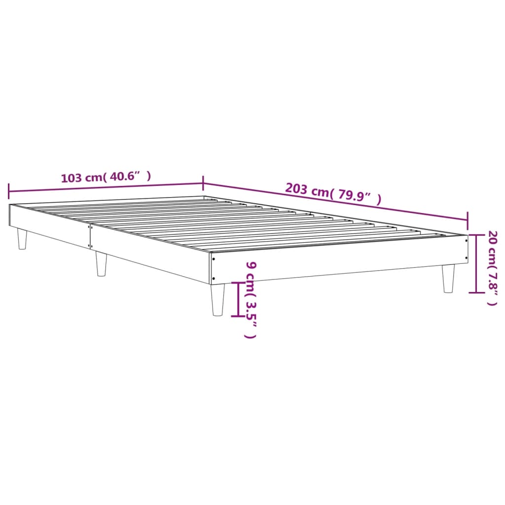 vidaXL Πλαίσιο Κρεβατιού Καφέ Δρυς 100x200 εκ. Επεξεργασμένο Ξύλο