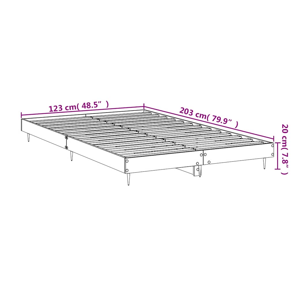 vidaXL Πλαίσιο Κρεβατιού Γκρι Σκυροδέματος 120x200 εκ. Επεξεργ. Ξύλο