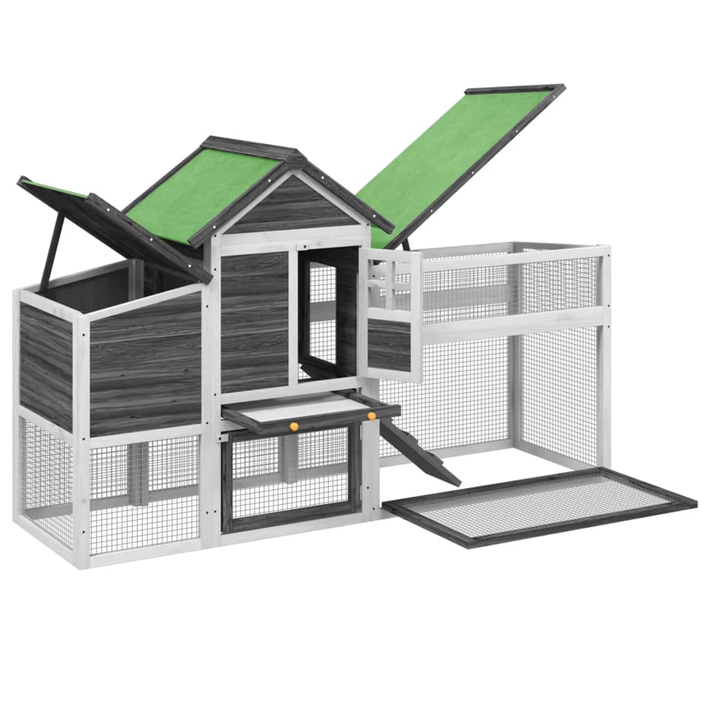 vidaXL Κοτέτσι Γκρι 186,5 x 58,5 x 113 εκ. από Μασίφ Ξύλο Πεύκου