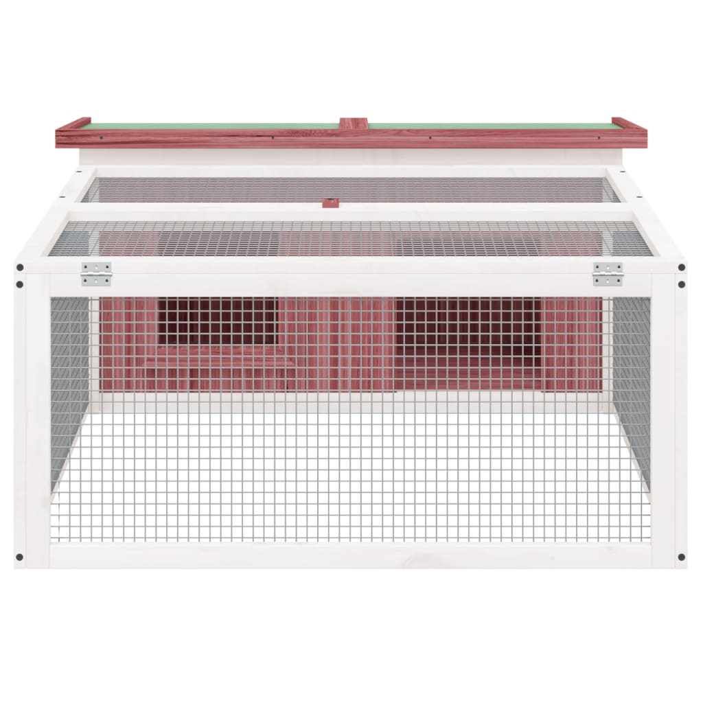 vidaXL Κλουβί Κουνελιών Μόκα 117,5 x 97 x 47,5 εκ. Μασίφ Ξύλο Πεύκου