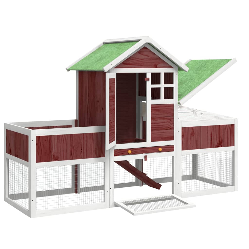 vidaXL Κλουβί Κουνελιών Μόκα 170 x 63 x 113 εκ. από Μασίφ Ξύλο Πεύκου