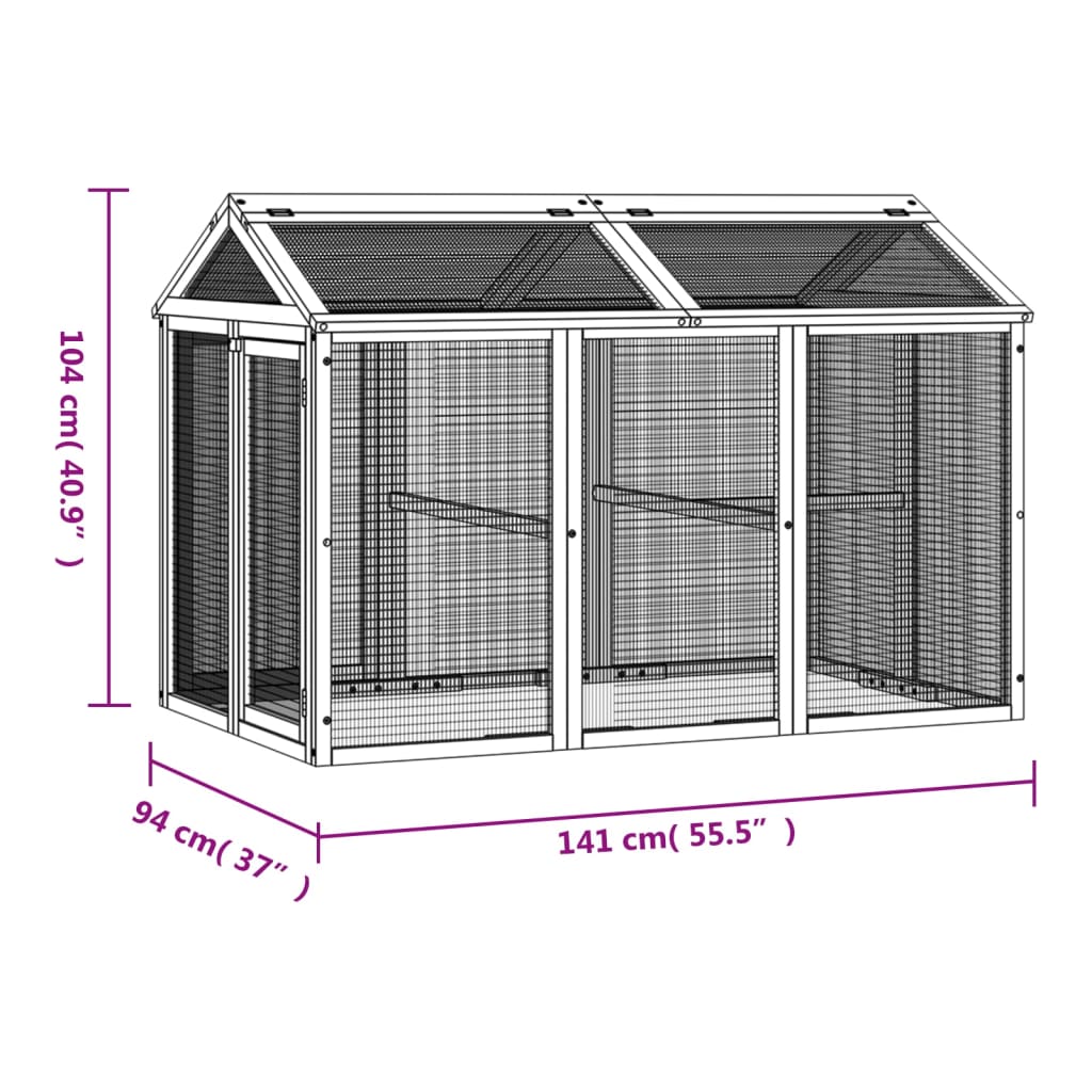 vidaXL Κουτί Περίφραξης Καφέ 141 x 94 x 104 εκ. από Μασίφ Ξύλο Πεύκου