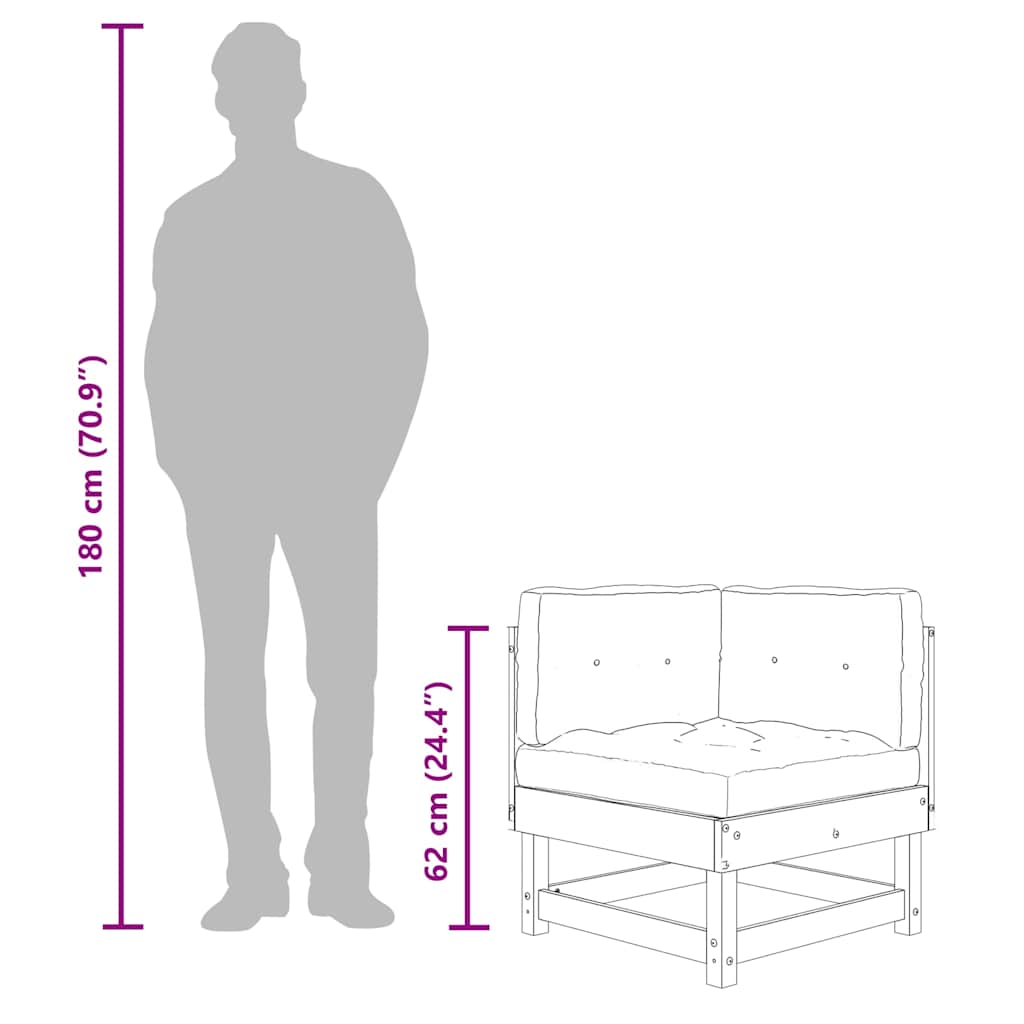 vidaXL Καναπές Γωνιακός με Μαξιλάρια Λευκός από Μασίφ Ξύλο Πεύκου
