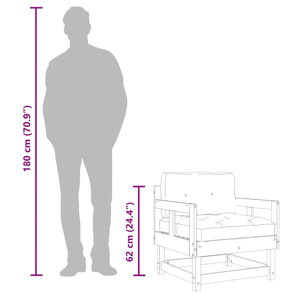 vidaXL Καρέκλες Κήπου με Μαξιλάρια 2 τεμ. Γκρι από Μασίφ Ξύλο Πεύκου