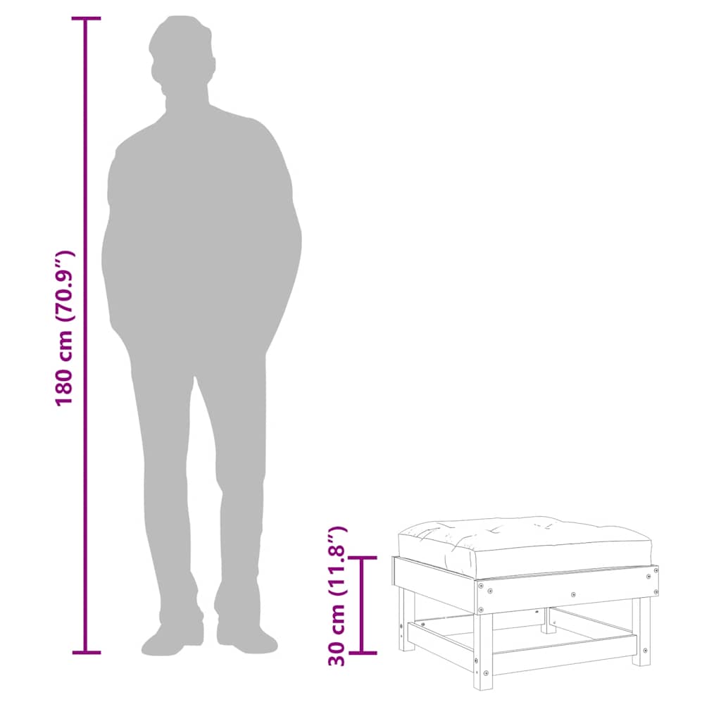 vidaXL Υποπόδια Κήπου με Μαξιλάρια 2 τεμ. από Εμποτισμένο Ξύλο Πεύκου