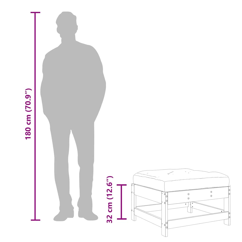 vidaXL Υποπόδια Κήπου με Μαξιλάρια 2 τεμ. Λευκά από Μασίφ Ξύλο Πεύκου