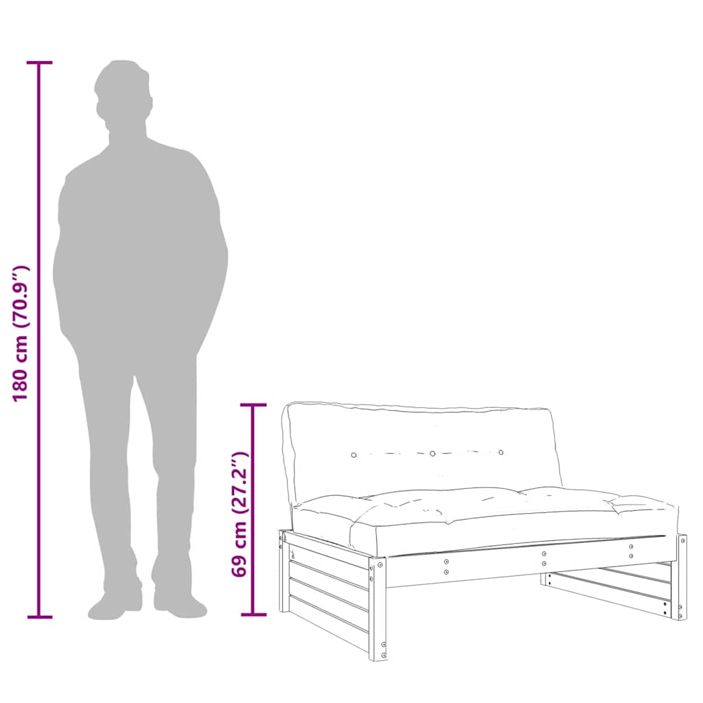 vidaXL Καναπές Μεσαίος 120 x 80 εκ. από Εμποτισμένο Ξύλο Πεύκου