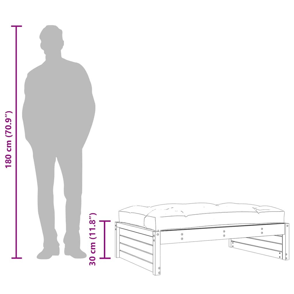 vidaXL Υποπόδιο Κήπου Μελί 120 x 80 εκ. από Μασίφ Ξύλο Πεύκου