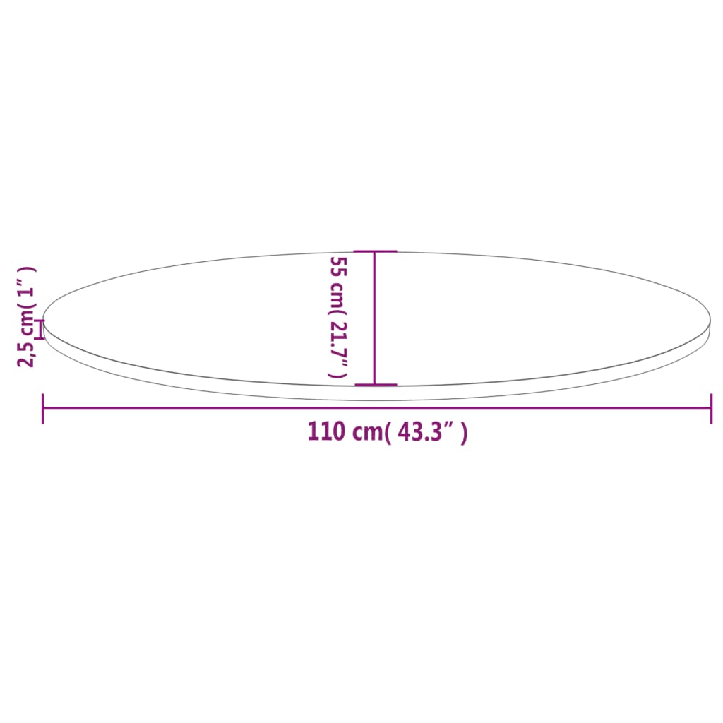vidaXL Επιφάνεια Τραπεζιού Οβάλ Λευκή 110x55x2,5 εκ. Μασίφ Ξύλο Πεύκου