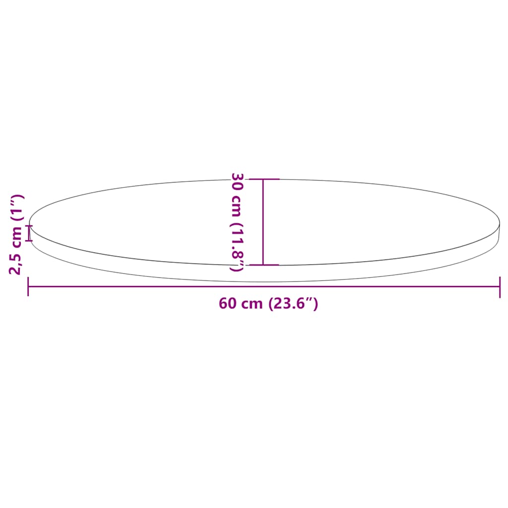 vidaXL Επιφάνεια Τραπεζιού Οβάλ Λευκή 60x30x2,5 εκ. Μασίφ Ξύλο Πεύκου