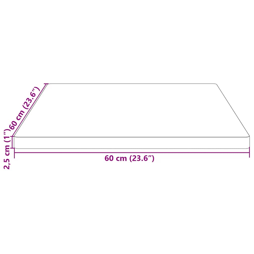 vidaXL Επιφάνεια Τραπεζιού Τετράγωνη Λευκή 60x60x2,5 εκ. Μασίφ Πεύκο