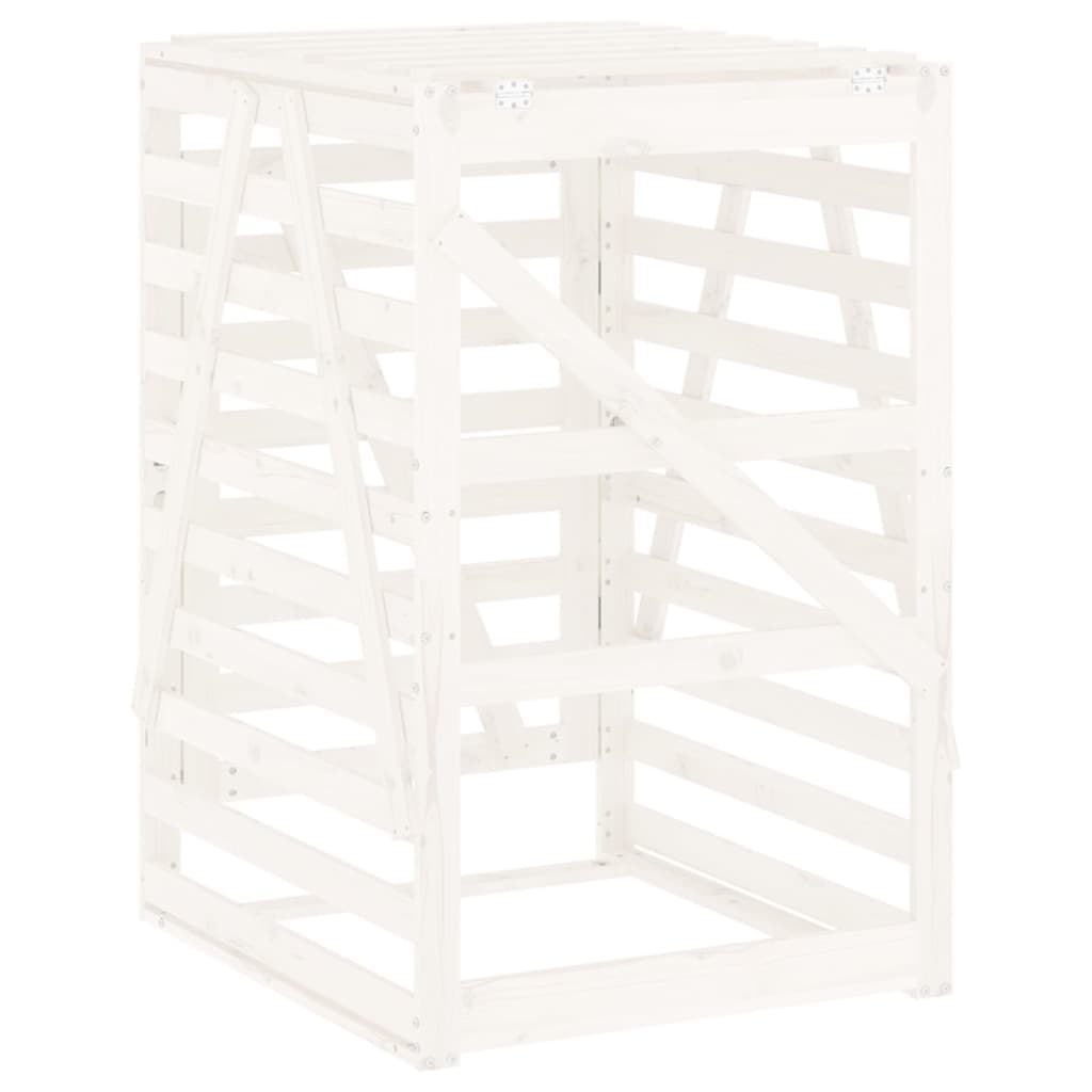 vidaXL Αποθ. Τροχήλατου Κάδου Λευκή 84x90x128,5 εκ. Μασίφ Ξύλο Πεύκου