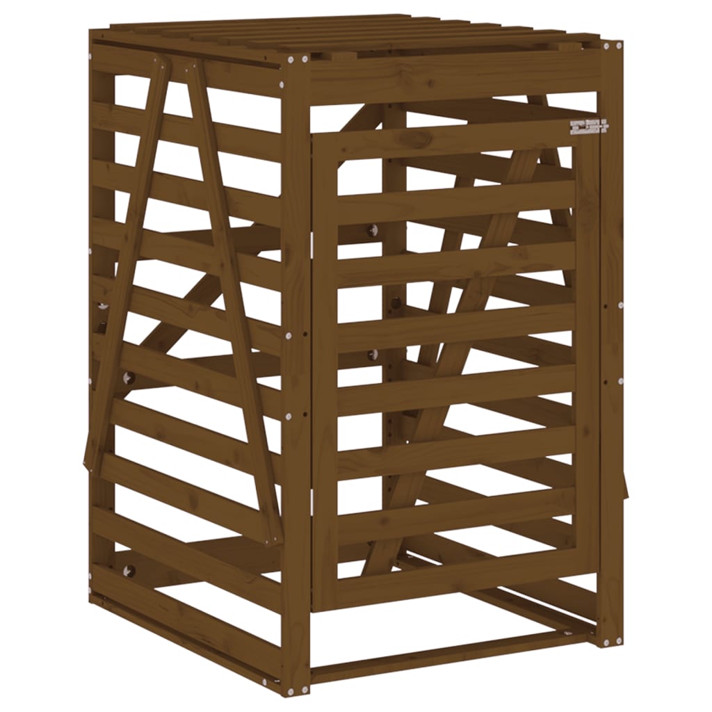 vidaXL Αποθ. Τροχήλατου Κάδου Μελί 84x90x128,5 εκ. Μασίφ Ξύλο Πεύκου