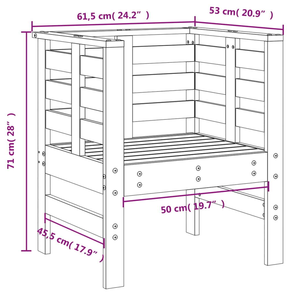vidaXL Καρέκλες Κήπου 2 τεμ. Λευκές 61,5x53x71 εκ. Μασίφ Ξύλο Πεύκου