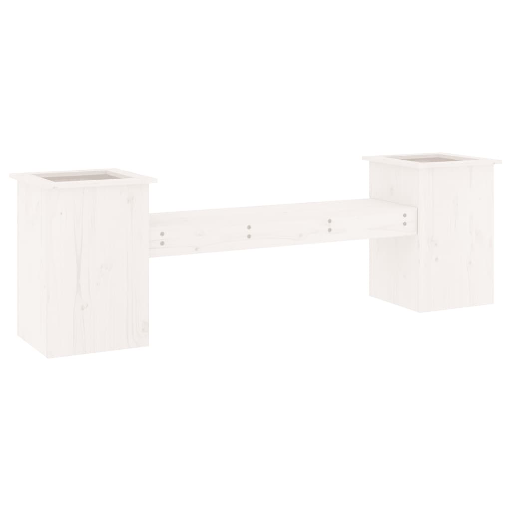vidaXL Ζαρντινιέρα Παγκάκι Λευκό 184,5x39,5x56,5 εκ. Μασίφ Ξύλο Πεύκου