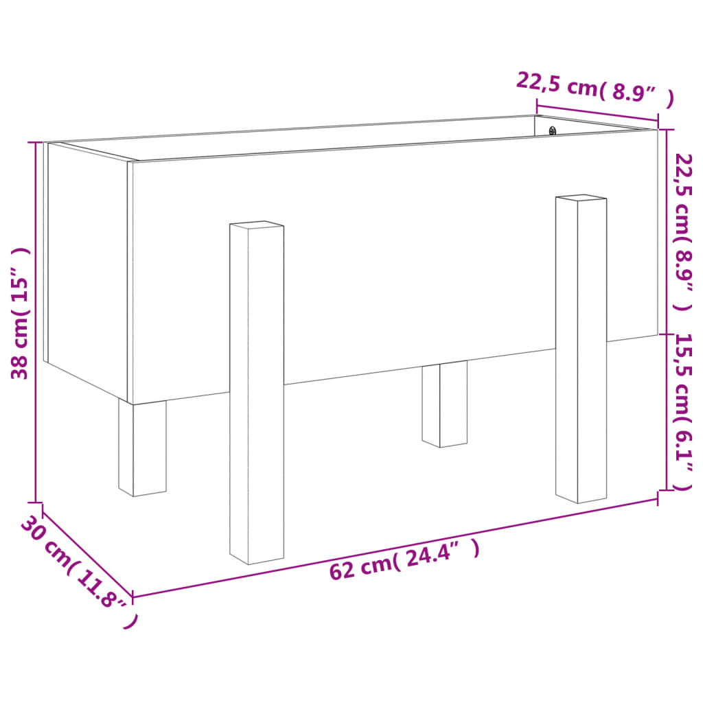 vidaXL Ζαρντινιέρα Λευκή 62 x 30 x 38 εκ. από Μασίφ Ξύλο Πεύκου
